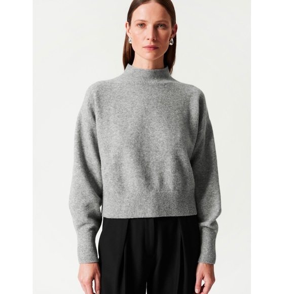 & OTHER STORIES Mock Neck Sweater In Grey Melange - Picture 1 of 7